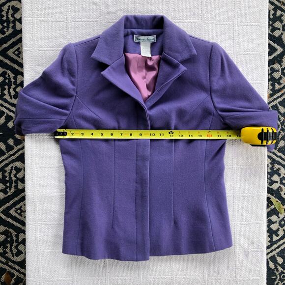 Vintage Stephanie Andrews 100% Wool Blazer Jacket Purple SZ 6 Small USA 90s Y2K - Picture 5 of 8